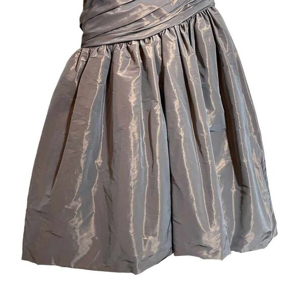 Theia Satin Mermaid Dress Strapless Sweetheart Iridescent Ruched Floor Length Fo - Picture 6 of 11